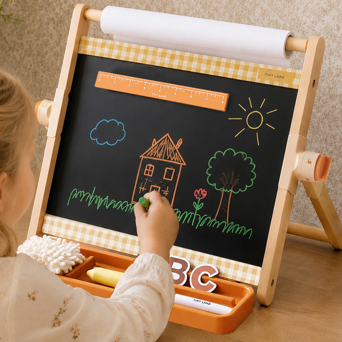 Tiny Land Tabletop Kids Art Easel, 5-Level Magnetic Drawing Board