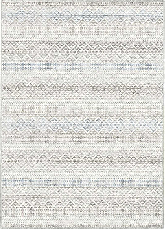 5'x7' Machine Washable Abstract Design Area Rug Machine Washable Area Rugs 5X7, Non Slip, Stain Resistant, Home Decor Living Room Area Rugs 5x7 (Grey Blue Cream 5x7)…