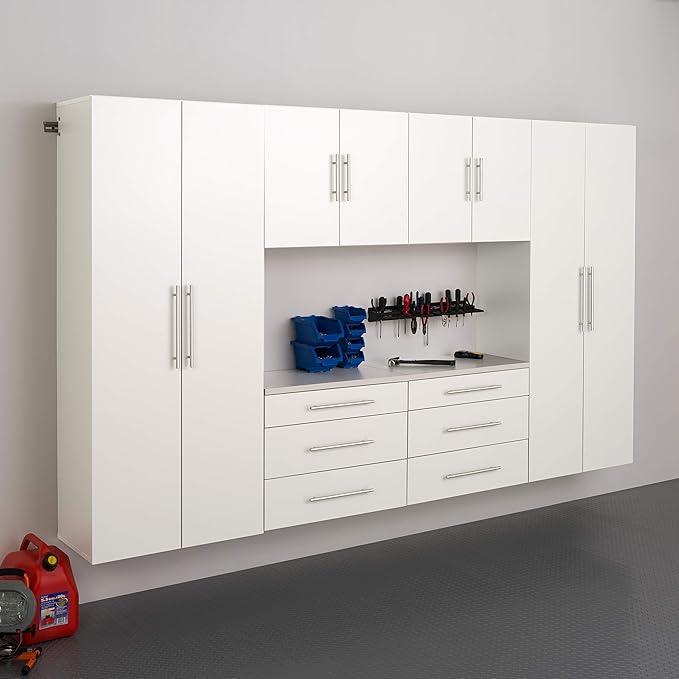 Prepac HangUps 30" Large Garage Cabinet, Bathroom Cabinet Wall Mount, Ideal for Garage, Kitchen and Laundry Organization 30" W x 72" H x 16" D, White