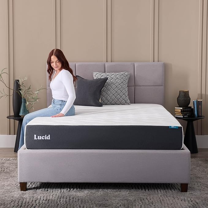 Lucid 10 Inch Memory Foam Mattress - Medium Feel - Infused with Refreshing Bamboo Charcoal and Cooling Gel - Bed in a Box - Temperature Regulating - Pressure Relief - Breathable - Twin Size