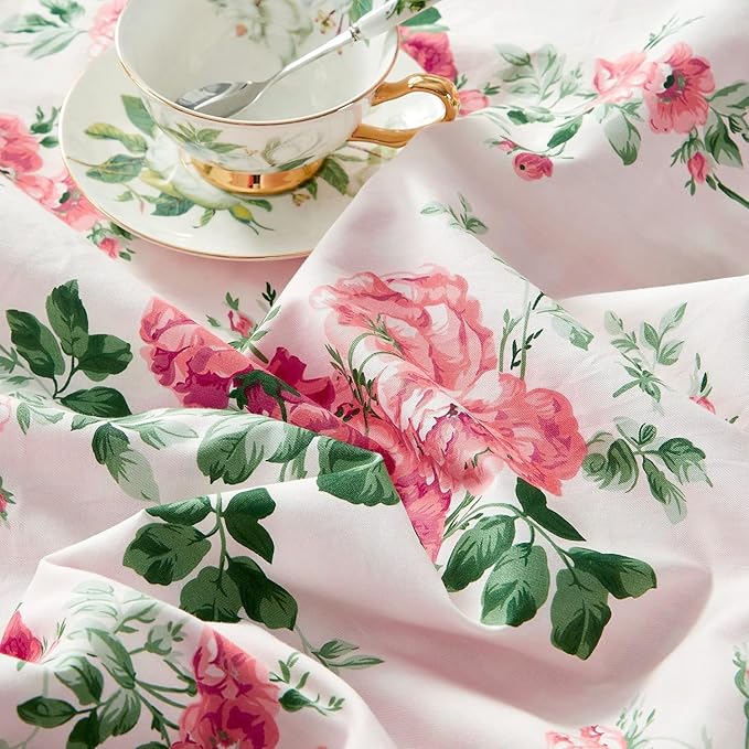 Rose Flower Duvet Cover Twin XL Pink Plaid Grid Floral Duvet Cover 100% Microfiber Girls Flower Comforter Cover with Zipper Closure Cottagecore Bedding Set Botanical Floral Comforter Cover Twin XL
