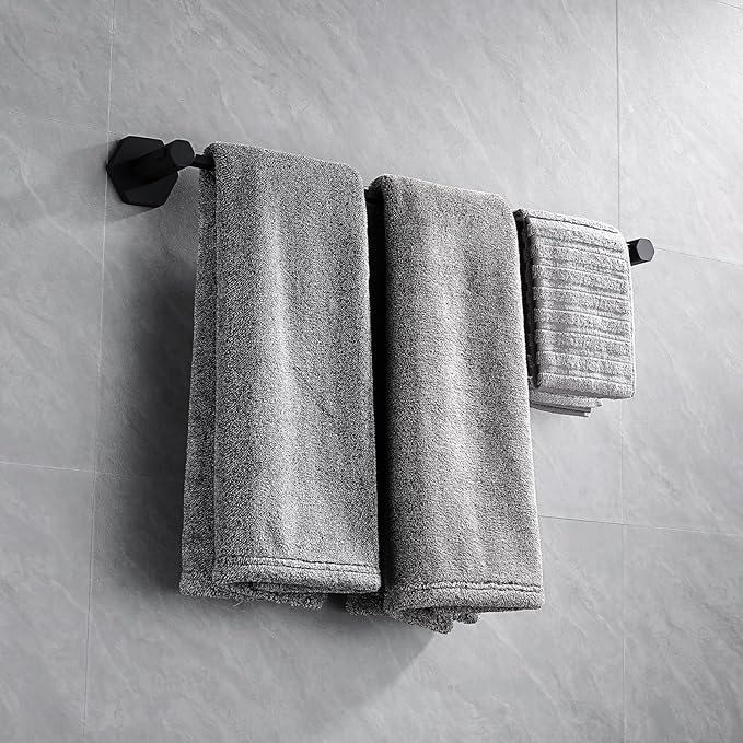 GERZWY 24-Inch Single Towel Bar, Bathroom Towel Holder, Wall Mounted SUS304 Stainless Steel Towel Rack, Matte Black