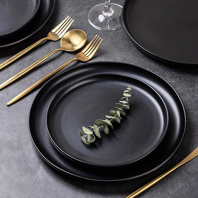 AmorArc Ceramic Dinnerware Sets, Wavy Rim Stoneware Plates and Bowls Sets, Highly Chip and Crack Resistant | Dishwasher & Microwave & Oven Safe Dishes set, Service for 6 (18pc)