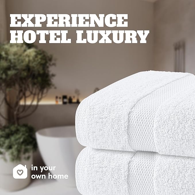 Wealuxe White Bath Towels 22x44 Inch, Cotton Towel Set for Bathroom, Hotel, Gym, Spa, Soft Extra Absorbent Quick Dry 6 Pack