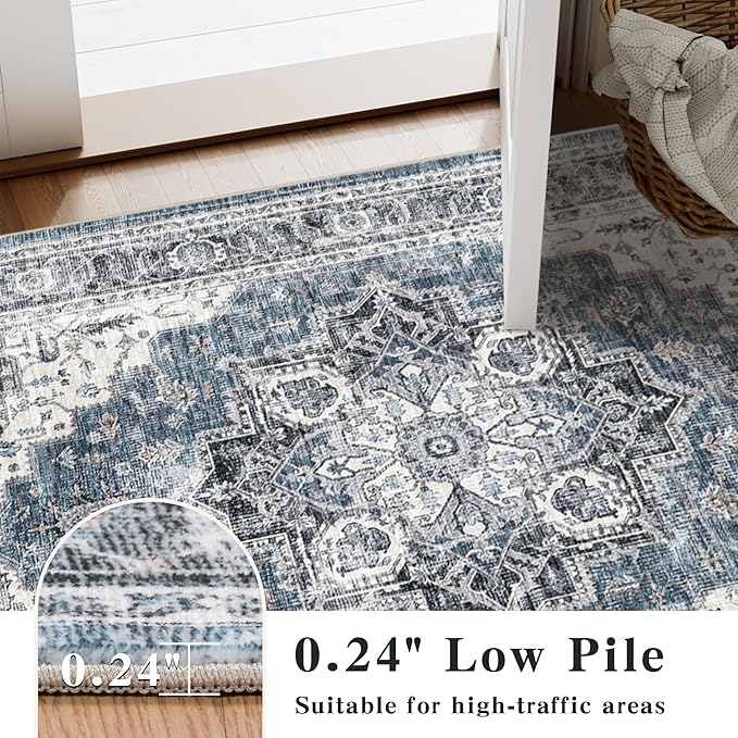 9x12 Large Area Rugs for Living Room Ultra-Soft Washable Rug Vintage Distressed Non-Slip Low Pile Stain Resistant Carpet for Bedroom Dining Room Kitchen Office
