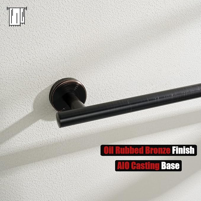 JQK Bath Towel Bar Oil Rubbed Bronze, 39 Inch 304 Stainless Steel Thicken 1mm Single Towel Rack for Bathroom, Towel Holder ORB Wall Mount, Useable Length 36 Inch, TB110L36-ORB