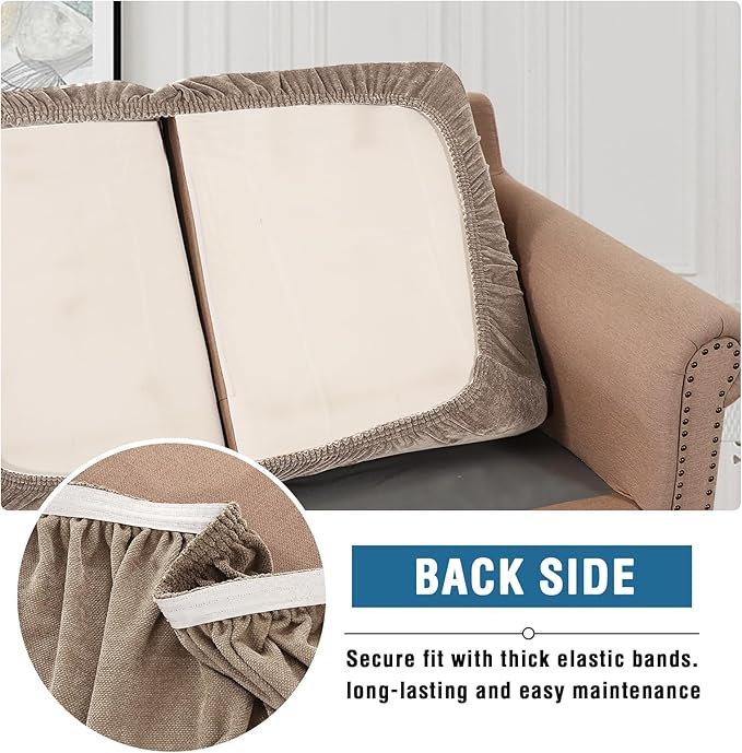 H.VERSAILTEX Stretch Couch Cushion Cover Slipcovers for Couches and Sofas Stretch Chenille Chair Slipcovers Thick Soft Cushion Protector Slipcovers(1 Seater Armchair Cushion Cover,Taupe)