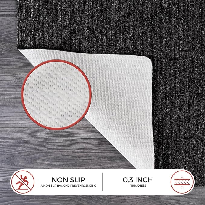Non Slip Dark Gray Solid Rubber Back Thing Rug for Living Room 3x5 Area Rugs for Kitchen, Rugs for Bedroom, Stain Resistant Easy Cleaning Non Shedding Carpet Dark Gray 3 x 5