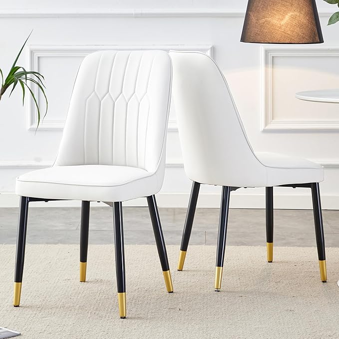 Dining Chairs Set of 2，Modern Dining Chairs, Equipped with PU Leather Backrest Cushions and Metal Legs, Suitable for Restaurants, Kitchens, and Dining Room Chairs
