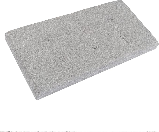 Folding Storage Ottoman - 30-Inch Tufted Footrest, Linen Chest, or Bench with Removable Bin for Living Room, Bedroom, or Dorm by Lavish Home (Gray)