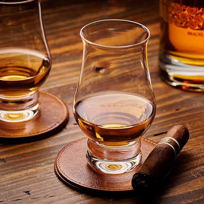 Whiskey glasses Set of 2 - Clear Shot Glasses Bar Set Snifter Glass, Tasting DOF Rocks Glasses Gift Set - Brandy Whisky Glass for Liquor, Scotch, Bourbon, Tequila, Gin, Tonic, Cognac, Vodka, Cocktail