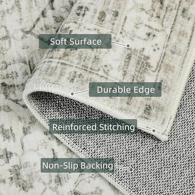 Deerly Boho 2x3 Area Rug Entryway Rugs for Bedroom Bathroom Kitchen 2x3 Small Soft Rugs Low Pile Keep Off Rug Carpet Washable Rug Oriental Vintage Area Rug Cream