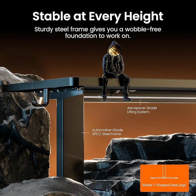 ErGear Height Adjustable Electric Standing Desk, 63 x 27.5 Inches Sit Stand up Desk, Large Memory Computer Home Office Desk with Two-Piece Desktop (Black)