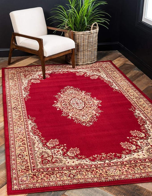 Unique Loom Reza Collection Traditional Persian Style Area Rug, 5 x 8 ft, Burgundy/Ivory