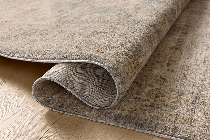 Loloi Magnolia Home by Joanna Gaines Junie Collection JUE-05 Denim/Natural 9'-6" x 9'-6", .38" Pile Height, Round Area Rug