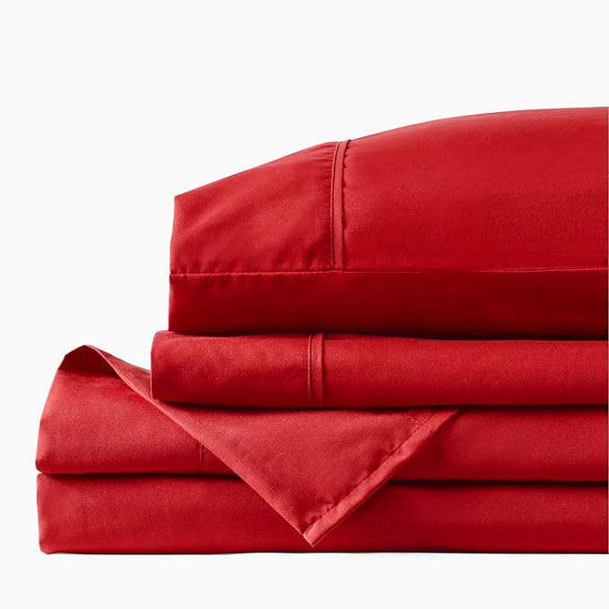PeachSkinSheets Red Velvet Sheet Set - 1500tc Level of Softness - Extra Soft Cooling Sheets for Hot Sleepers and Night Sweats - Twin Size