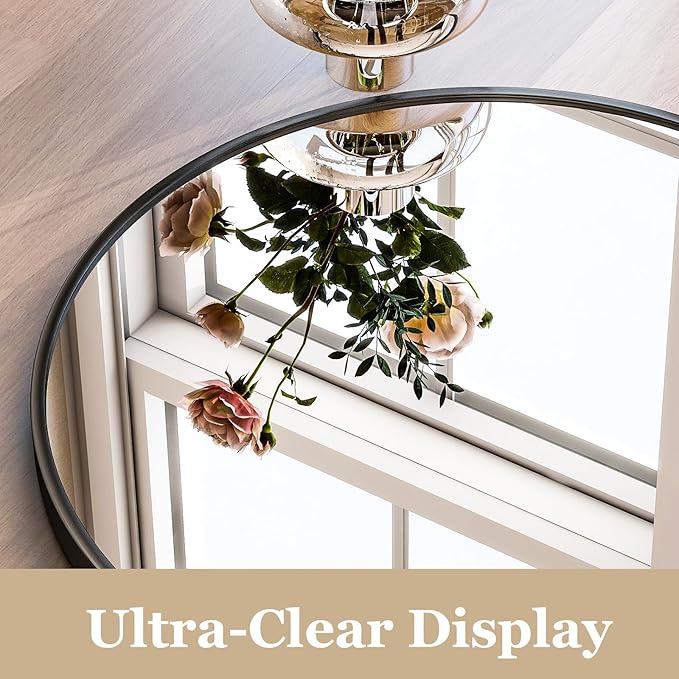 HARRITPURE Arched Full Length Mirror - 64"x21" Large Floor Standing Mirror, Aluminum Frame Dressing Mirrors with Stand for Bedroom/Living Room Wall Mounted, Black