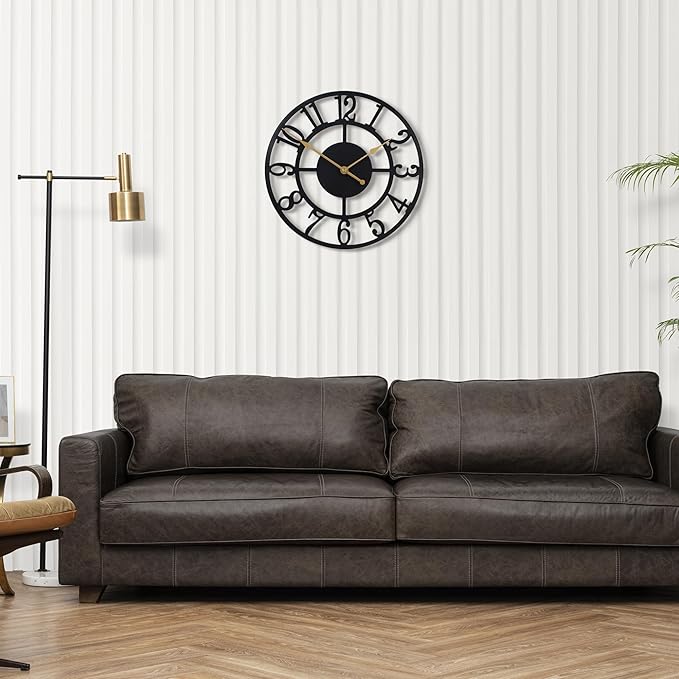 LEIKE Arabic Numeral Wall Clock 10IN Battery Operated Black, Silent Non Ticking, Wall Clocks for Living Room Decor, Small Classic for School, Office, Home, Kitchen, Bedroom