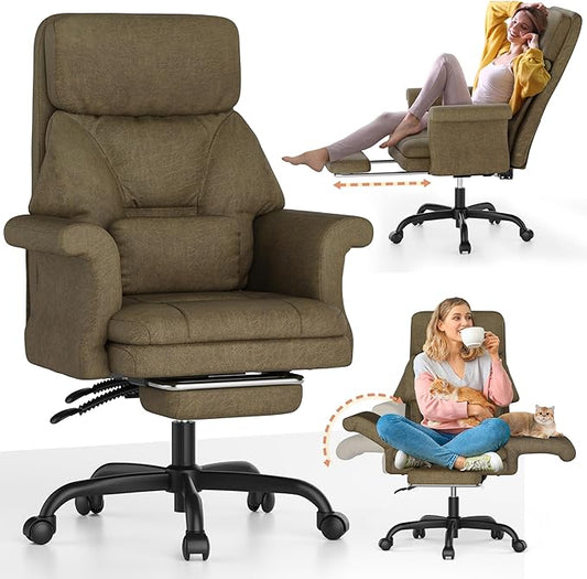 ELABEST C39 Cross Legged Office Chair with Footrest & Convertible Armrests-Pet-Friendly Criss Cross Home Desk Chair, Ergonomic Big and Tall Executive Chair with Lumbar Pillow