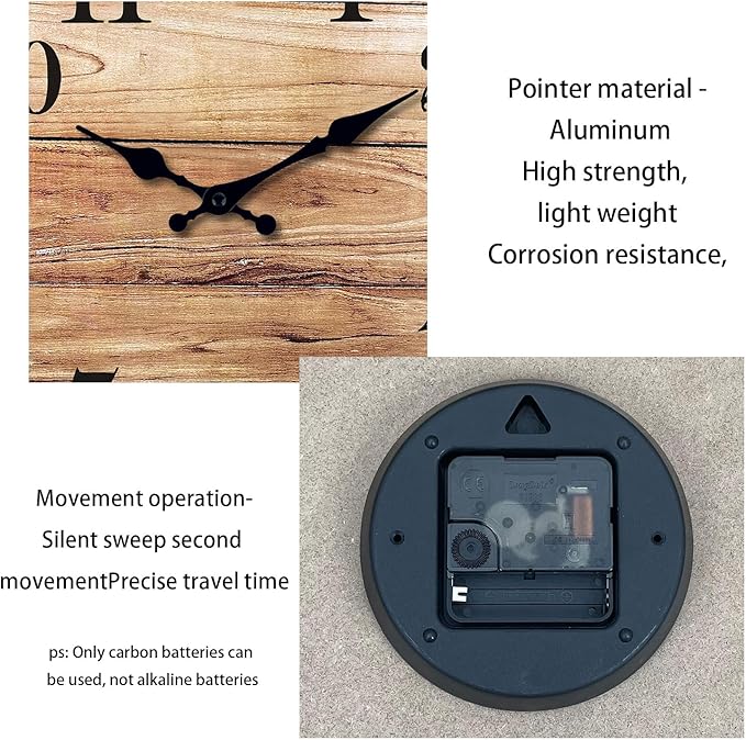 XNM 10 Inch Rustic Wall Clock for Bedroom Battery Wall Clock Silent Brown Round Small Clock Wood(No Solid Wood, It is with MDF Material)
