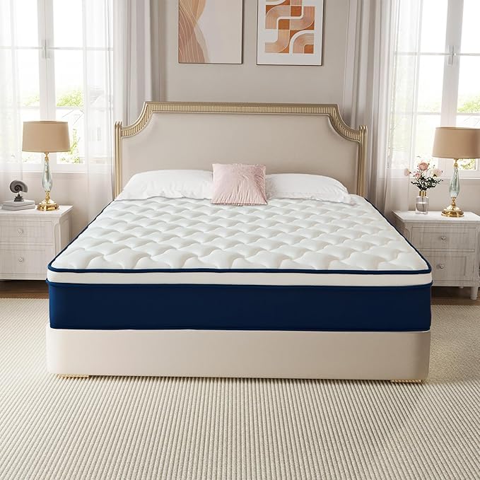 Full Size 12 Inch Gel Memory Foam Hybrid Mattress in a Box - 55x75 Inch, Pocket Springs & Medium Firm for Pressure Relief, Motion Isolation, 100 Nights Trial
