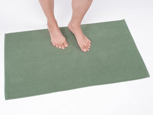 Cotton Paradise 100% Cotton Non Slip Bath Mats for Bathroom, 17x24 inch Soft Absorbent Quick Dry Machine Washable Floor Bath Mat, Sage Green