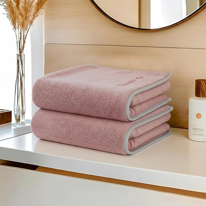 2-Pack Microfiber Bath Towels (27x54 Inches) - Ultra Soft & Quick Dry, 3X Absorbency, Lightweight for Gym, Yoga, Travel & Spa - Perfect for Home, Fitness & Post-Workou