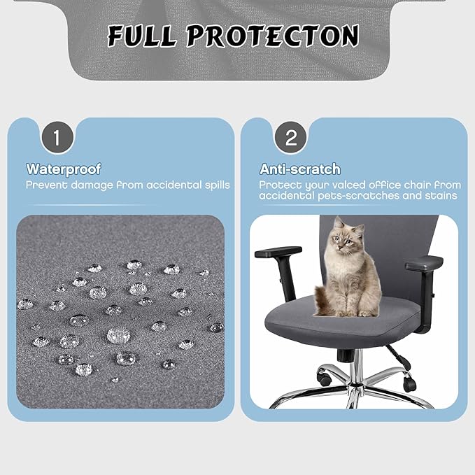 Lounsweer 3 Pieces Office Chair Cover Rolling Desk Chair Cover Gaming Covers Stretch Washable Protector Pets Slipcovers for Swivel Armchair Boss(Simple,Dark Gray)