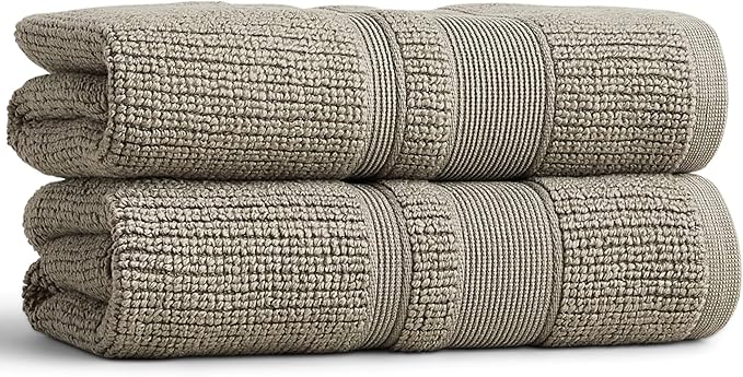 Preston Lane Douro Hand Towel Set – 2 Pack Luxury Cotton Towels, Ultra Soft & Absorbent, Quick-Dry Spa-Quality Bathroom Towels, Made in Portugal, Eucalyptus