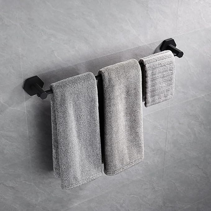 GERZWY 24-Inch Single Towel Bar, Bathroom Towel Holder, Wall Mounted SUS304 Stainless Steel Towel Rack, Matte Black