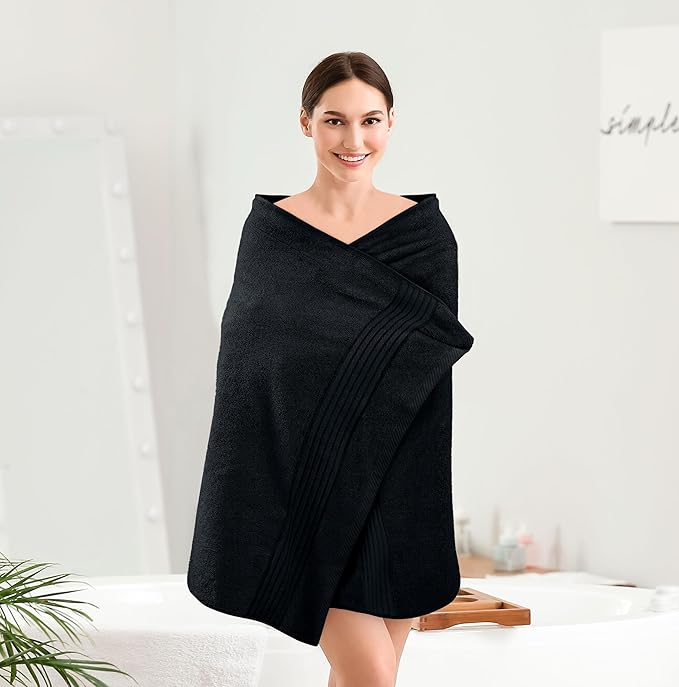 Utopia Towels Luxurious Bath Towels Set, 4 Pack, 27 x 54 Inches – 100% Ring Spun Cotton, Thick, Plush, and Fast-Drying, Designed for Premium Hotels, Spas, and Homes, Black