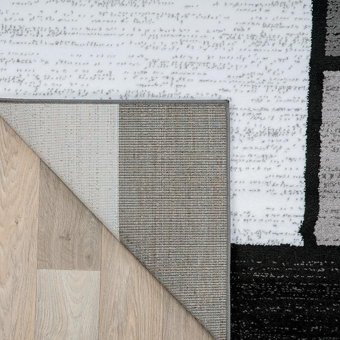 Rugshop Contemporary Modern Boxes for Entryway,Home Office,Living Room,Bedroom,Kitchen Non Shedding Area Rug 4' x 6' Gray