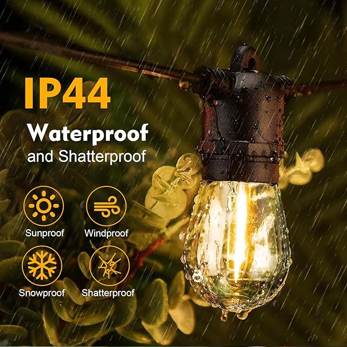 28 Pack S14 Bulbs for Outdoor String Lights, Shatterproof LED Replacement Bulbs for Patio String Lights Outdoor Waterproof, E26 Base, Soft White 2200K, Dimmable