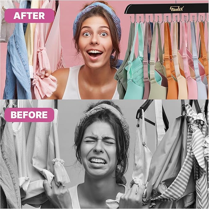 2 Pack Tank Top Hangers Space Saving, Bra Hangers for Closet Organizer, Bra Organizer for Closet, Space Saving Organizers and Storage for Dorm & Apartment for Tankto (Black)