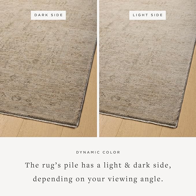 Loloi Magnolia Home by Joanna Gaines Junie Collection JUE-02 Oatmeal/Smoke 2'-0" x 3'-0", .38" Pile Height, Accent Rug