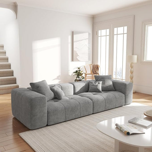 JACH 2 Seater Sofas Sectional Couches, Modern Love Seat Office Couch, Loveseat Modular Couch, Cozy Sleeper Sofa for Apartment, Bedroom, Living Room (Linen Fabric, Grey)