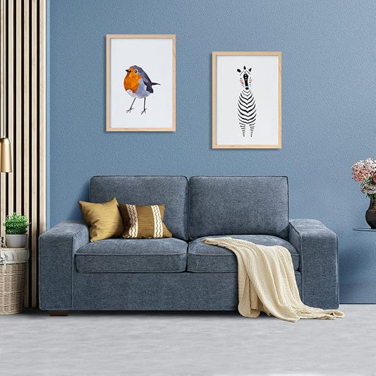 LEISLAND 71.25" Modern Sofas for Living Room, Small Sofas Couches for Small Spaces, Chenille Loveseat Couch with Solid Wood, Metal, Square Arm and Removable Cover/Easy to Install(Blue)