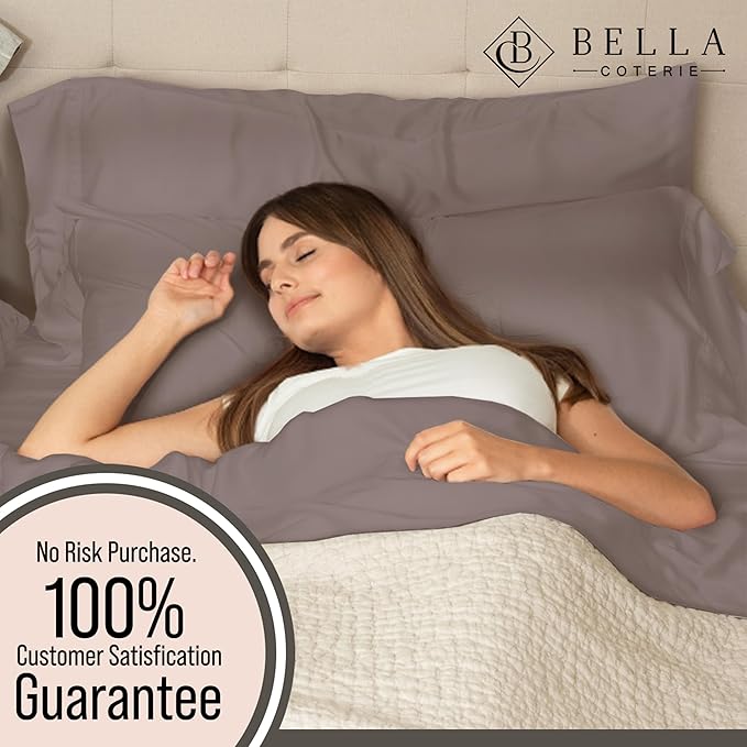 Bella Coterie Luxury Bamboo Viscose King Size Sheet Set | 100% Organically Grown | Ultra Soft | Cooling for Hot Sleepers | 18" Deep Pocket [Mocha]