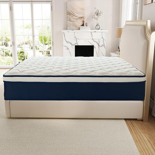 Full Size Mattress - 10 inches Gel Memory Foam Hybrid Mattress in a Box, Pocket Springs, Medium Firm, Pressure Relief & Motion Isolation, 100 Nights Trial, 55 * 75 Inch