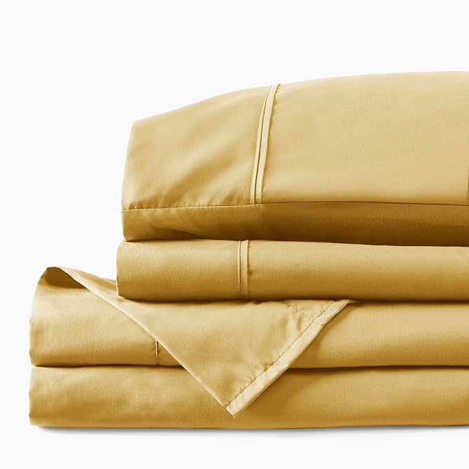 PeachSkinSheets Harvest Gold Sheet Set - 1500tc Level of Softness - Extra Soft Cooling Sheets for Hot Sleepers and Night Sweats - Twin Size