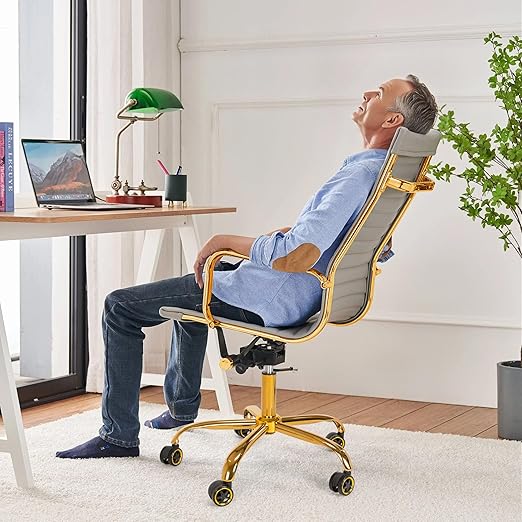 Frassie Office Chair Base Replacement with Wheels, Heavy Duty 2500LBS Metal Stool Chair Base, 28 inch Desk Chair Base Replacement Part (Gold)