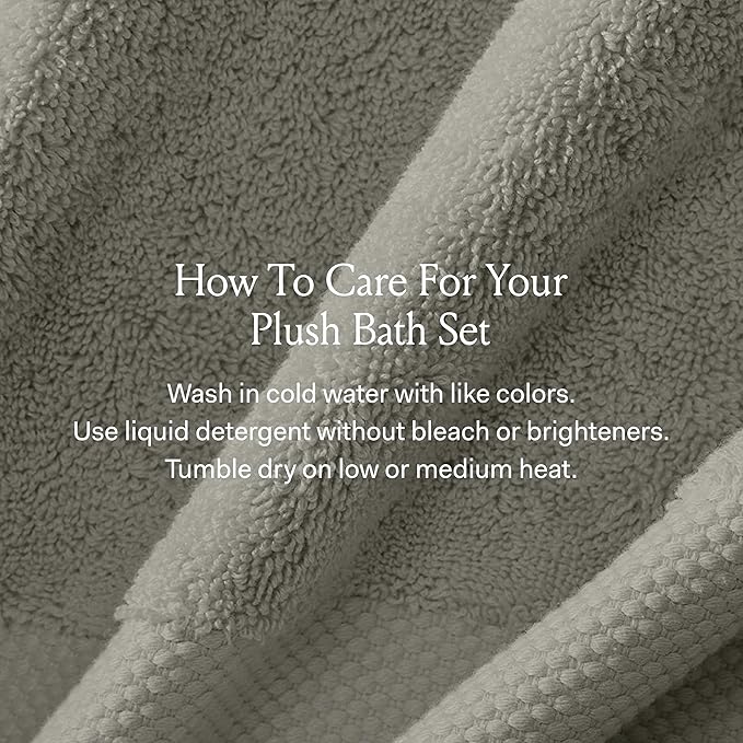 BOLL & BRANCH Plush Bath Sheet Set - Stone - 6 Piece - Includes 2 Oversized Bath Sheets, 2 Hand Towels & 2 Washcloths - 100% Organic Cotton - Ultra Soft & Luxurious - Quick Absorbing