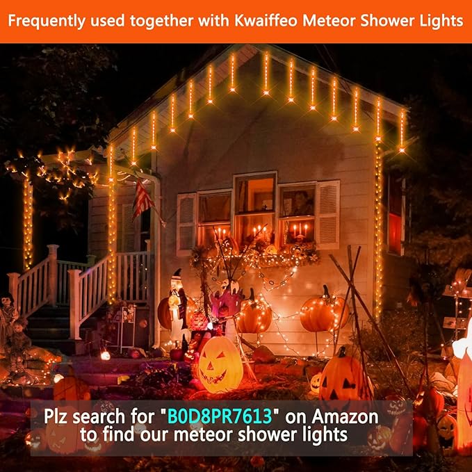 Kwaiffeo Halloween Lights, 100FT 300LED Orange String Light Outdoor Indoor, 8 Modes Connectable Orange Lights for Christmas Halloween Decorations Outside, Fairy Light for Party Yard Tree Fall Decor