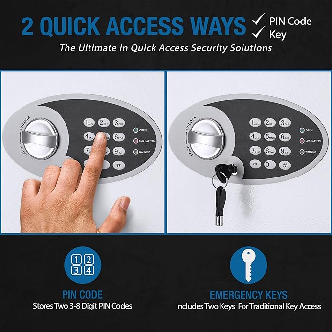 Barska 736-Key Digital Wall-Mount Key Cabinet Safe – Steel Key Lock Box with PIN Code Access, 2 Locking Bolts & Key Tags – Ideal for Home, Office, Property Management & Businesses
