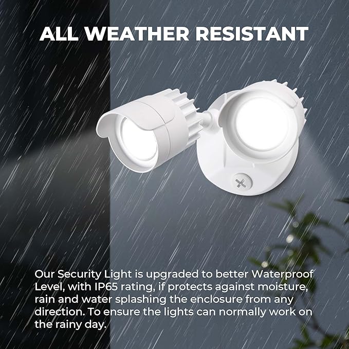 LED Flood Lights Outdoor, 34W 3500LM 5000K Daylight, IP65 Waterproof Security Lights with 2 Adjustable Heads, Exterior Wall Light for Patio, Garage, Yard (White)