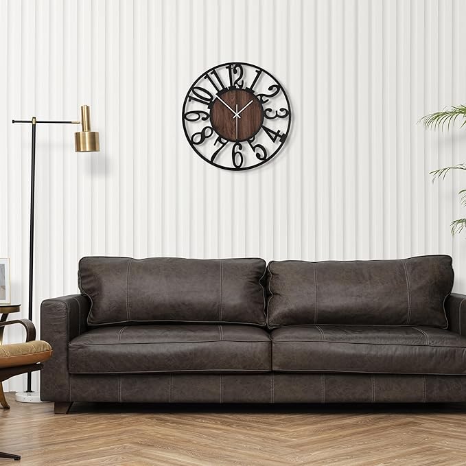 LEIKE 10in Arabic Numeral Wall Clock Battery Operated Black, Silent Non Ticking, Wall Clocks for Living Room Decor, Small Classic for School, Office, Home, Kitchen, Bedroom