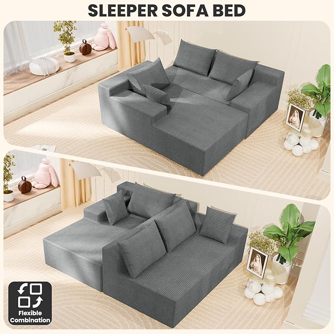 LEVELEVE 107" Cloud Sectional Couch with Deep Seat，Modern Modular Sofa with L-Shape Chaise，No Assembly Required, Upholstered Couches for Living Room Bedroom(Light Gery,Left Facing Chaise)