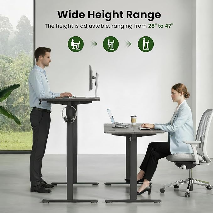 Casaphoria 40 x 24 inches Electric Standing Desk, Sit to Stand Desk with Memory Height Adjustment, Home Office Computer Desk for Writing and Gamess, Brown