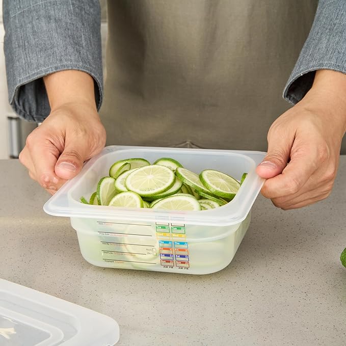 Restaurantware Food Pans Pack of 10 Plastic Square Food Containers 1/6 Size with Traceability Label, Storage Containers Dishwashable Hot Cold Friendly for Restaurants Buffet Commercial Use