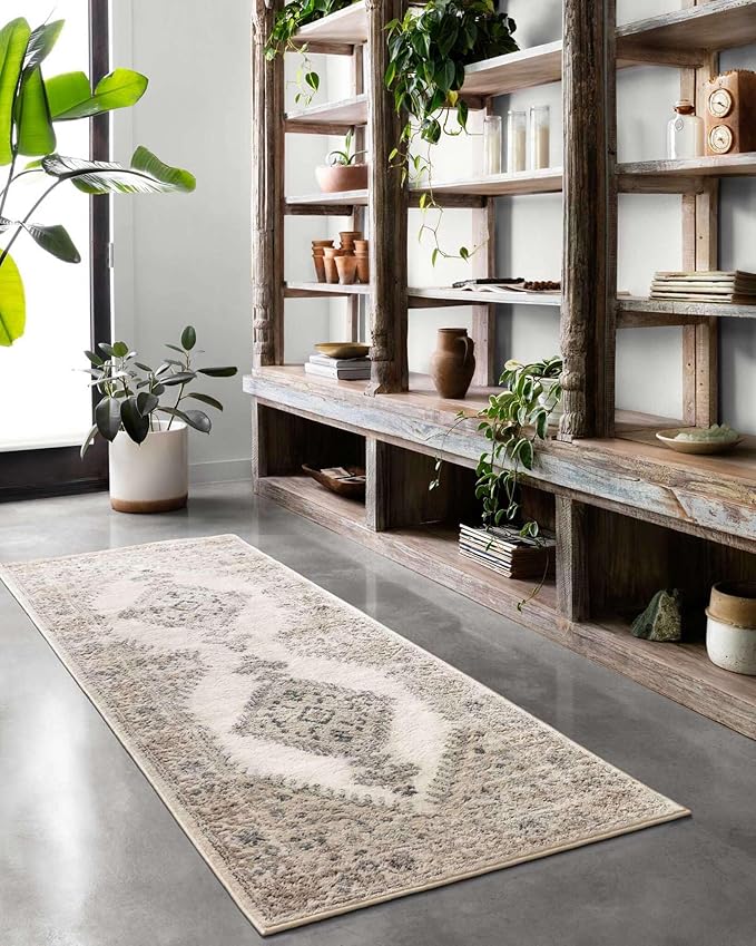 Loloi Teagan Collection TEA-02 Oatmeal/Ivory 5'-3" x 7'-6" Area Rug, Large, Soft Neutral Rug, High-Traffic for Living Room, Bedroom, Home Office, Dining Area